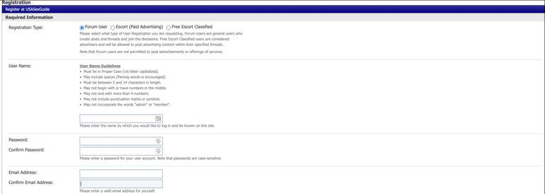USASexGuide registration