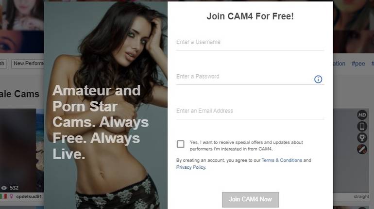 Cam4 Register Form