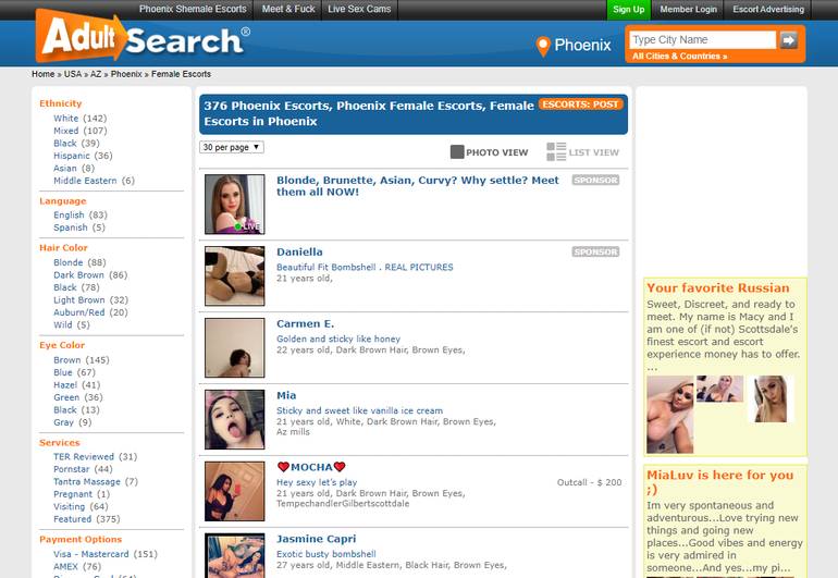 Adult search website