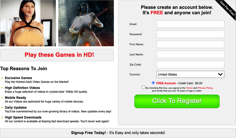 Free Adult Games Scam