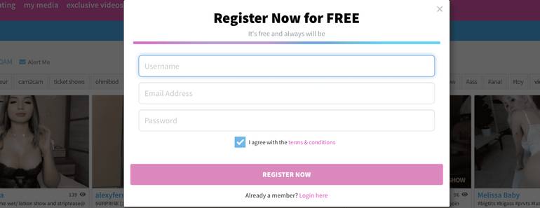 Camsoda Registration