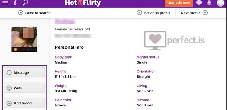 Screenshot HotAndFlirty User Profile