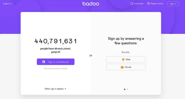 badoo main page