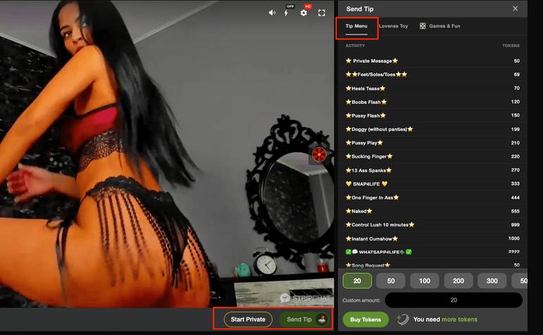 Stripchat Model Tip Menu