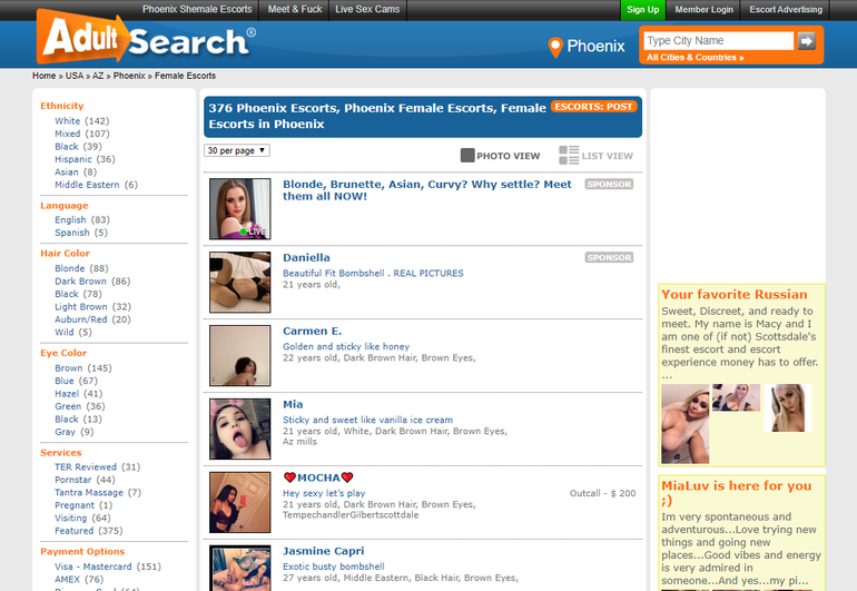 Adult search website