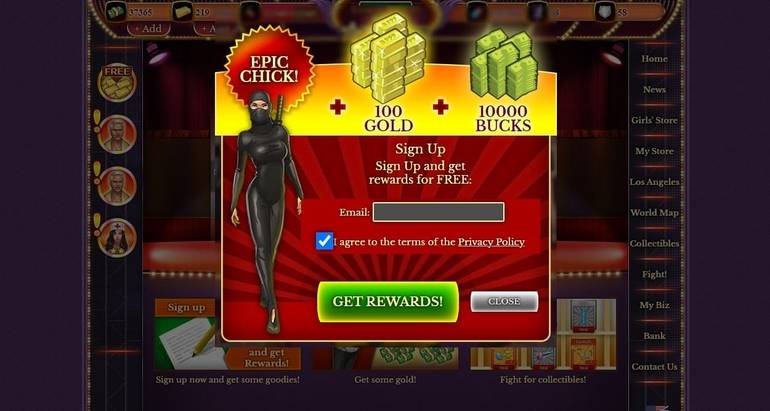 SexGangsters game sign up rewards