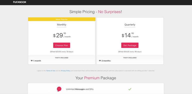 Fuckbook pricing