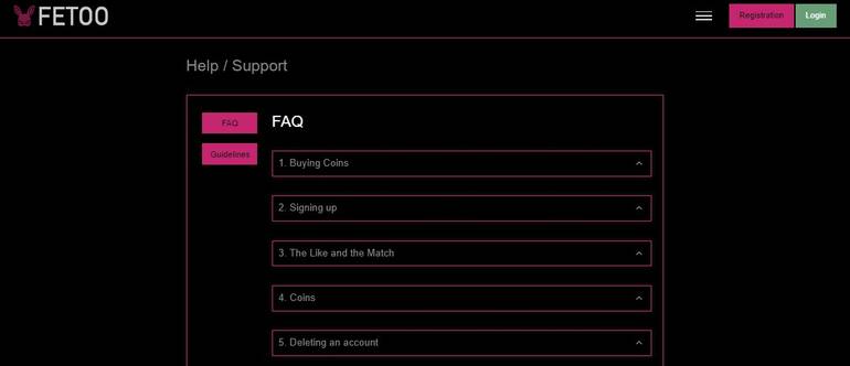 Screenshot Fetoo Help/Support