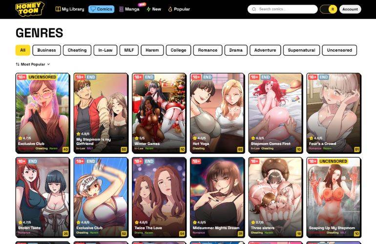 HoneyToon categories