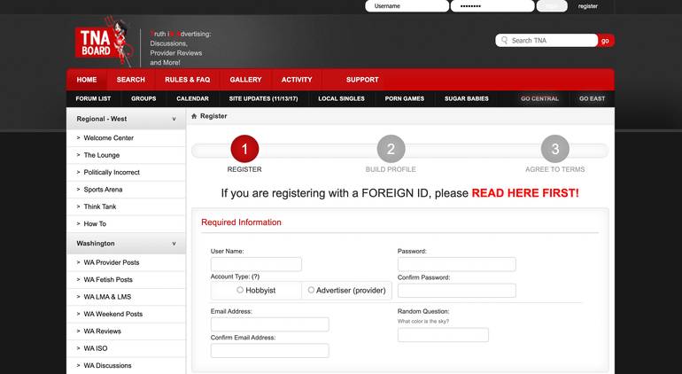 TNA Board registration