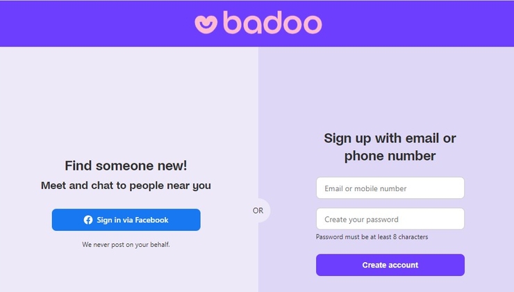 screenshot badoo site