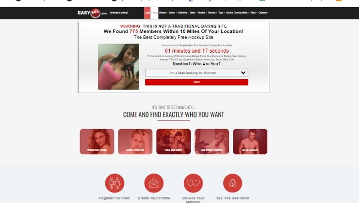 Screenshot Easysex adult dating site